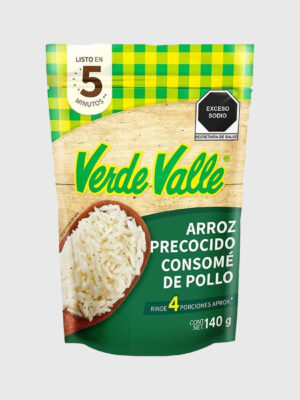 Arroz Verde Valle Precocido  Blanco sabor consomé de pollo 16/140 g